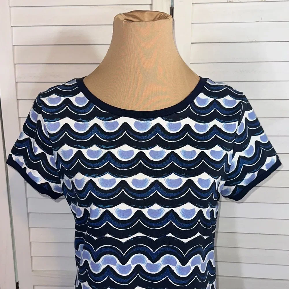 Tommy Bahama Navy Wave Print T-Shirt Dress Size SP NWOT